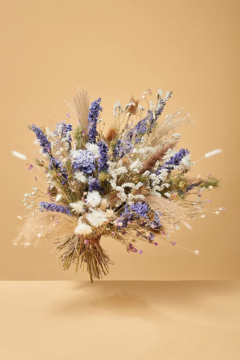 Troostboeket Ochtenddauw, droogbloemen voor de uitvaart